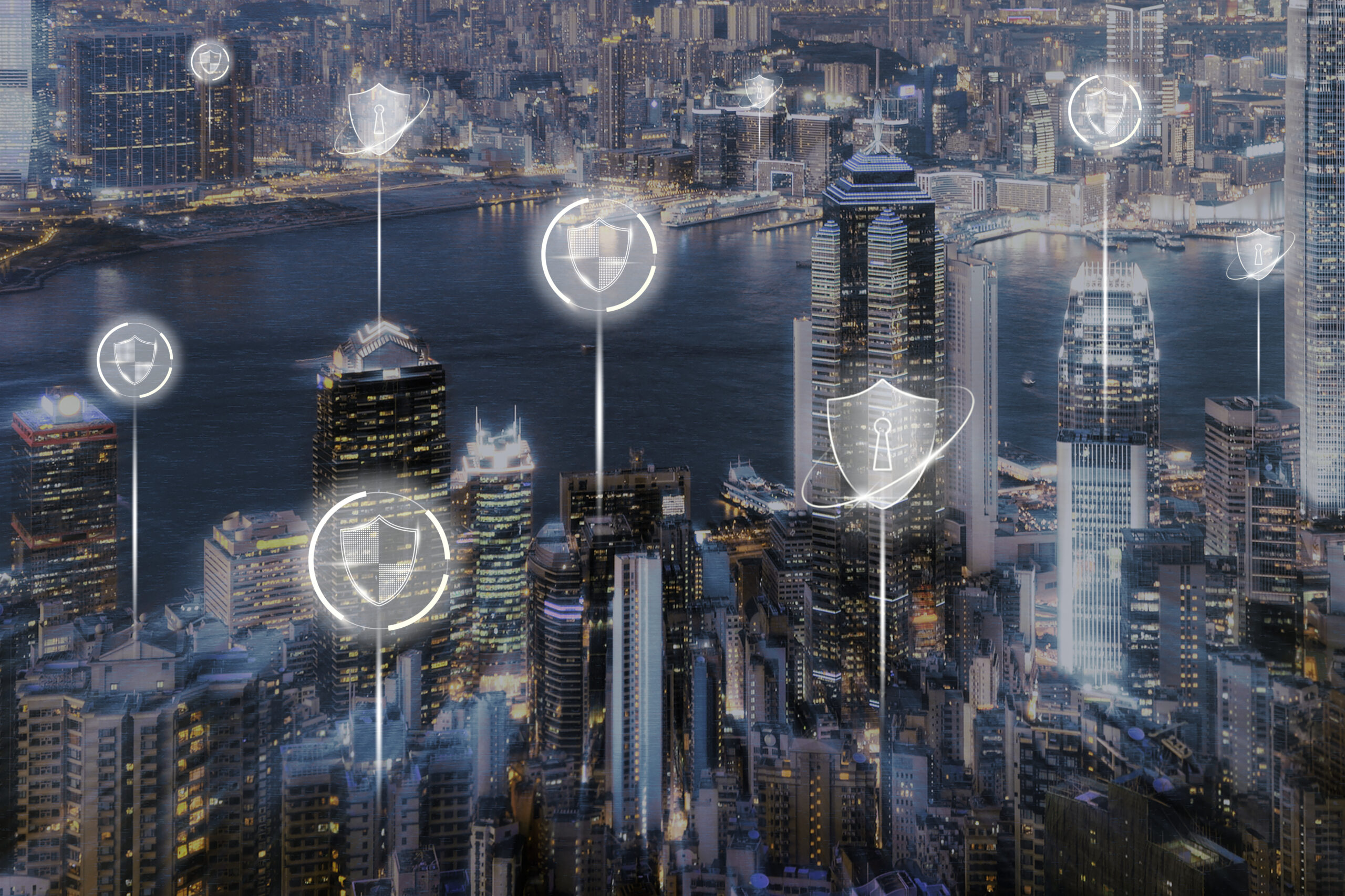 Smart city security background digital transformation digital re